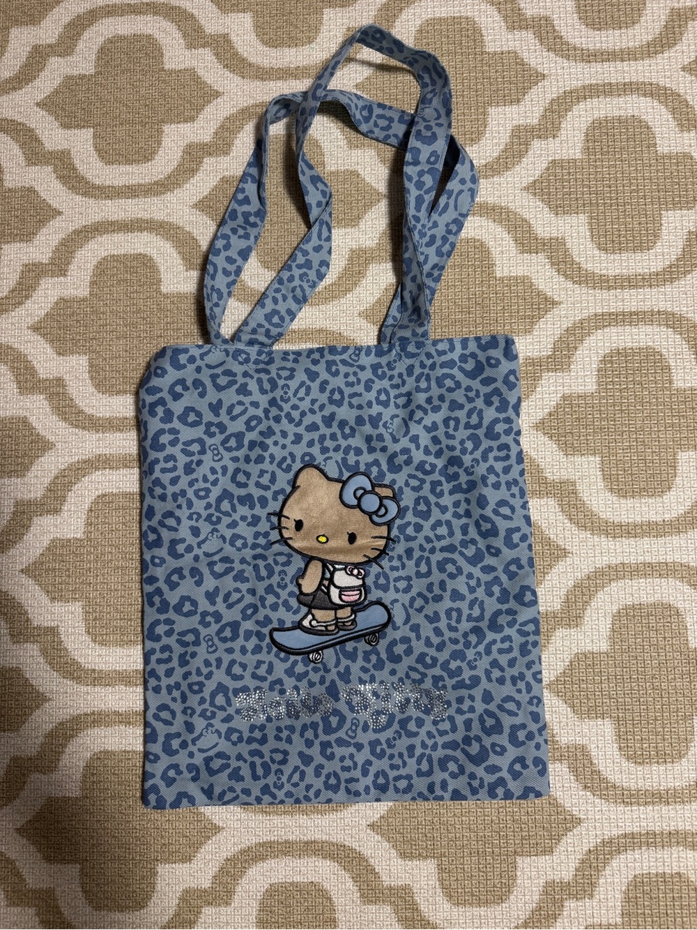 Hello Kitty Blue Leopard Canvas Tote Bag